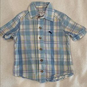 Tommy Bahama Blue purple and Yellow Button Down Shirt 4T